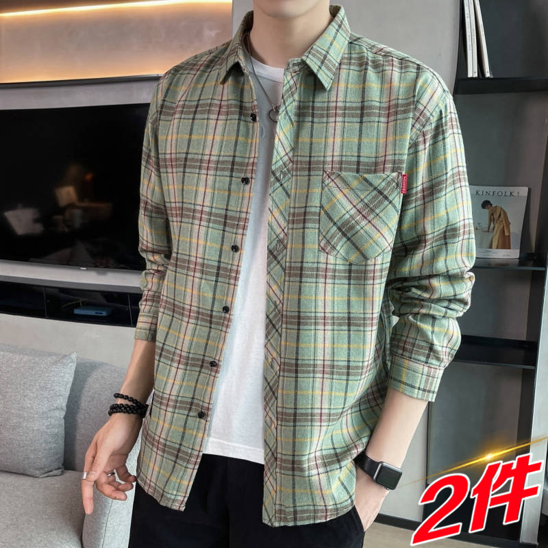 Checkered Long sleeved Shirt 2023 Spring and Autumn New Fashion Brand Men's Loose Casual Shirt Coat Youth Clothing