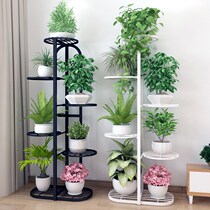 Flower rack Wrought iron European green dill multi-layer shelf Balcony living room indoor simple decoration Floor-to-ceiling flower pot rack