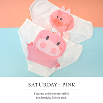 Pure Cotton Wax Stroke Cartoon Printed Hog Pig Flying Sky Pig Solid Ears Underwear Fatter Cute Day Ensemble Young Girl Soft-girl