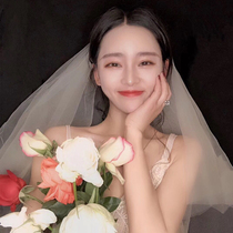 Heading yarn headdress super Xiansen bride's wedding dress certificate light net red photo props champagne simple ins girl