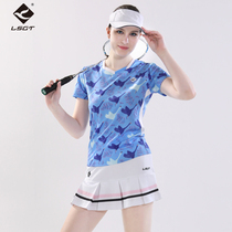 2021 summer new quick-drying badminton suit womens short sleeve set blue round neck fashion Sports tennis jacket