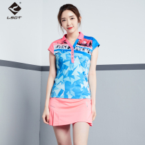 Leading the victory 2021 summer new badminton womens sportswear slim quick-dry lapel short sleeve tennis suit