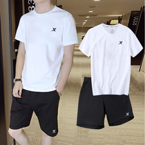 XTEP sports suit Mens summer thin breathable quick-drying large size loose short-sleeved T-shirt mens shorts two-piece set