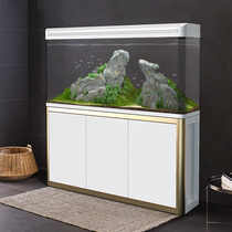 Xilong medium large living room fish tank aquarium lazy people change water super white glass landscape goldfish tank with bottom cabinet