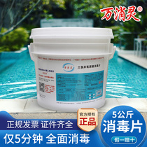 Wanxiao Ling swimming pool disinfection tablets Chlorine-containing tablets Swimming pool disinfectant powder Instant effervescent tablets strong chlorine fine sterilization