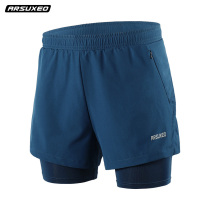 Ai Suou sports shorts mens summer double-layer quick-drying breathable anti-light marathon training fitness three-point running pants