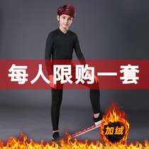Primary school childrens sports tights training uniforms men plus velvet running quick-dry bottoming football basketball suit set