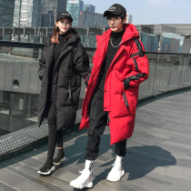 2021 tooling down jacket men long knee winter National tide thick couple student winter coat ins coat