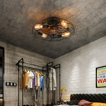 Retro ceiling bedroom fan lamp invisible American industrial wind remote control restaurant ceiling fan lamp wrought iron ceiling lamp with fan