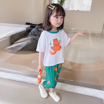 Girl Suit Summer Dress 2022 New Ocean Gas Childrens Nets Red Child Bottling Womens Summer Trendy Short Sleeves Two Sets