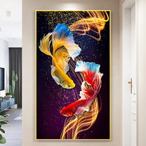 Lucky koi cross stitch 2021 new embroidery living room simple modern bedroom entrance vertical version of handmade own embroidery