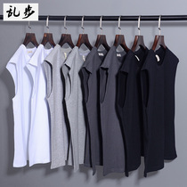 Sleeveless T-shirt waistcoat sweat vest men's summer BF wind loose sports solid color cotton large size vest fitness tide