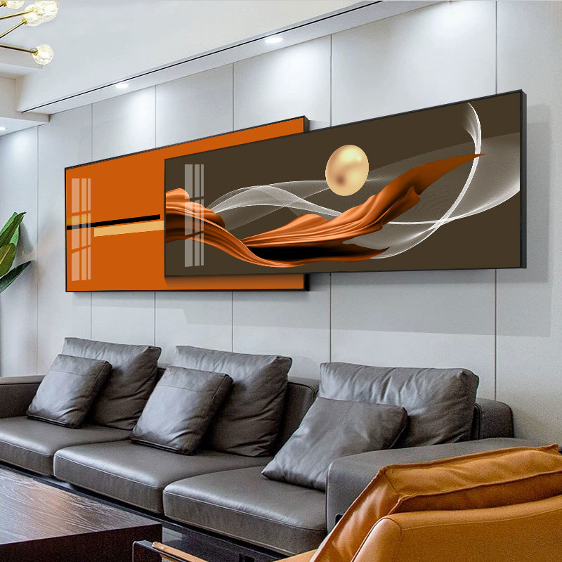 Modern minimalist living room sofa background wall decoration painting atmospheric light luxury frescoes superimposed hanging painting master bedroom bedside painting