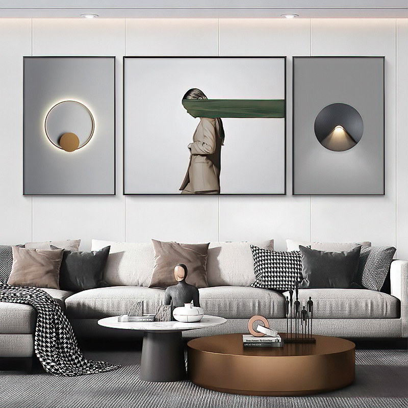 Postmodern light luxury living room decoration painting triple painting abstract fashion figure mural sofa background wall hanging painting