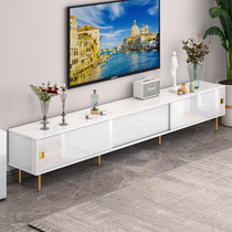 Light luxury Nordic TV cabinet coffee table combination modern simple small apartment living room high foot cabinet home bright white
