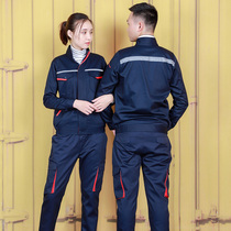 Long-sleeved work clothes suit mens spring and autumn and winter tops Wear-resistant auto repair factory clothes Welding site reflective strip labor protection clothing