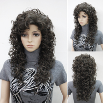 Wig womens long curly hair dirty orange COS Net red fluffy model natural vivid sheep curl hair temperament full head cover