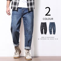 Autumn jeans mens straight loose Tide brand plus fat plus size fat fat spring and autumn 2021 New plus Velvet