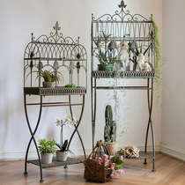 Han retro square flower stand flower tray pot holder European style window decoration garden grocery shelf props