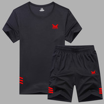 Sport suit Male short sleeve shorts Summer speed dry clothes tT-shirt running thin Breathable Fitness Leisure Two Sets