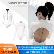 Bestdive SaveOcean Snow Moon Freediving Wetsuit 2mm White Backless Surf Bikini Wetsuit