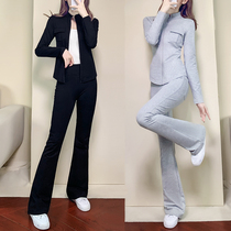 Slim slim slim coat sweater casual Bell pants set women spring and autumn 2021 new fashion sportswear two-piece