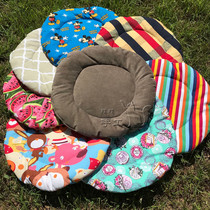 Handmade pet thin mat pure cotton canvas round dog Bedding Kitty cushion Four Seasons resistant biting nip cotton cushion