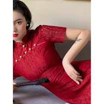 Foothills homemade Mudan flowers open short sleeve toast gown with improved qipao girl dress 2021 new dress