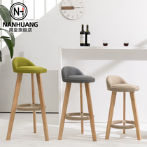 Home bar chair Nordic modern simple solid wood backrest chair front desk cashier bar chair bar stool