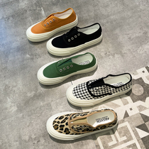 2021 summer new all-match multi-color thin canvas shoes womens thick-soled lazy one-pedal casual board shoes single shoe tide