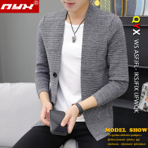 2020 autumn mens new knitwear mens business casual thin cardigan jacket mens gray outer sweater