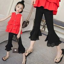 Girl Thin Pants 2021 Spring Summer New Korean Version Casual Horn Pants Children Bottling Baby Horn Seven Pants Tide