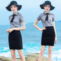 Professional suit womens summer professional dress Formal dress female stewardess uniform Overalls womens dress Short sleeve professional shirt women
