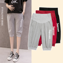 Pregnant women leggings underbelly wear spring and summer wear thin pants early small leisure sports Capri pants spring and summer