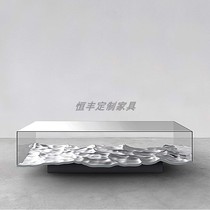 Designer Custom Light Extravagant Glass Plated Tea Table Villa Foyer Upscale Tea Table Ground Pendulum GRP Alien