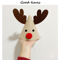Uncle Meng ~ knock cute Christmas hat Christmas party photo props children cute cartoon elk headdress