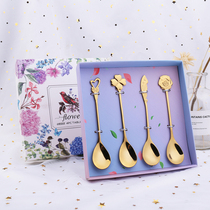 Stainless steel coffee spoon 304 creative spoon ins dream Net red flower spoon mixing dessert spoon gift