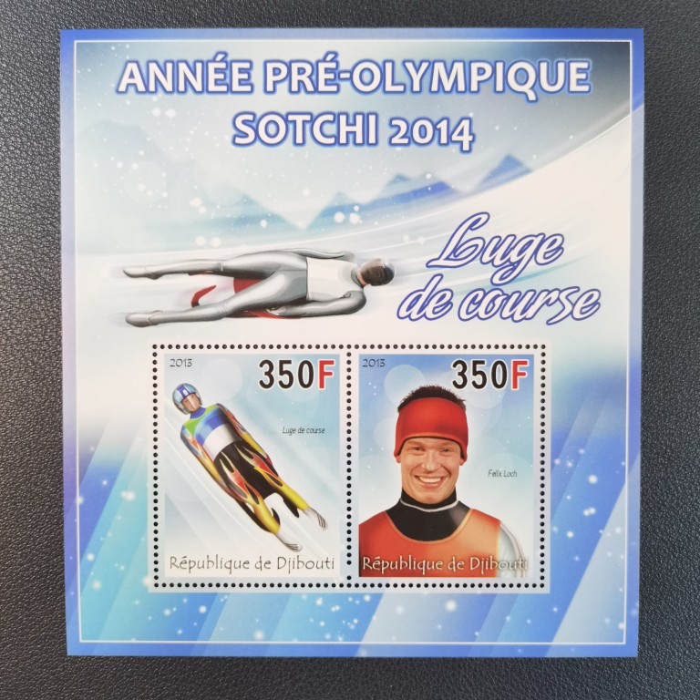 ジブチ 2013 ソチ冬季オリンピック リュージュ スタンプ 記念品 1 個 新品