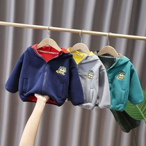 Baby hooded sweatshirts for boys and women fleece cotton-padded clothes Spring and autumn childrens fleece jacket