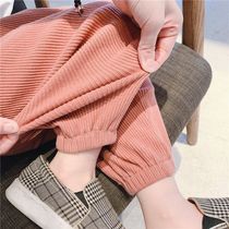 2021 new childrens swimsuit knitted pants loose childrens trousers spring and autumn boys and girls elastic casual pants foreign style