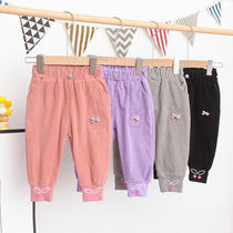 2021 new girls  sweatpants spring and autumn wear female baby western style childrens autumn nylon pants