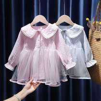 Korean version of the trend plaid cotton princess dress girl dress autumn 2021 new hipster girl skirt children