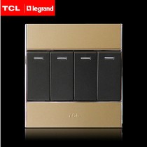 TCL Legrand switch panel socket A8 excellent series four open dual control with fluorescent switch (gold color)