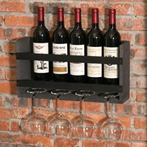 Xiaoyu MyGift weatherproof gray wall-mounted wine bottle and glass display rack red wine rack