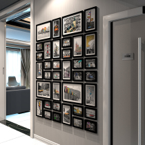 Modern simple photo wall solid wood vertical porch aisle frame Wall living room wall decoration corporate cultural wall