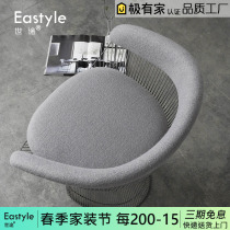 Nordic Modern Light Lavish Platter Chair Metal Design Backrest Soft Bag Casual Chair Iron Art Stainless Steel Single Chair