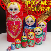 Russian matryoshka 10 layer red peach heart pure handmade basswood creative vibrato childrens toy gift Chinese style