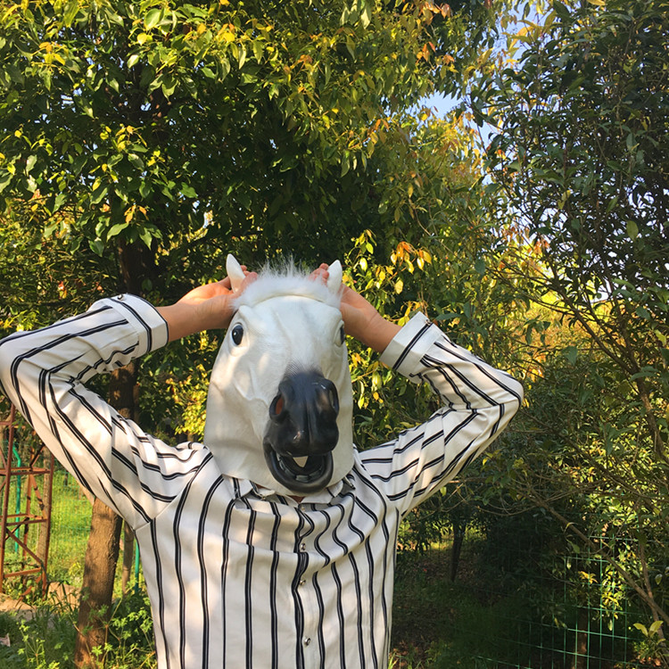 馬のヘッドマスク茶色の馬白馬黒馬ゼブラヒスイユニコーン動物マスクラテックスヘッドギアギフト