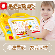 Childrens coloring childrens small drawing board magnetic pen drawing magnet writing board brush rewritable baby toy home