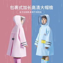Childrens raincoats boys and girls primary school bags school clothes big childrens full body suit against rainstorm ponchos